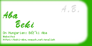 aba beki business card